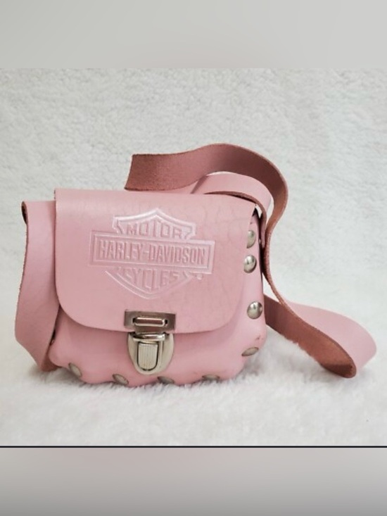 Harley-Davidson Handbags - Harley-Davidson Pink Leatherette Studded Crossbody Bag